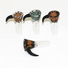 Smoking 14mm 18mm Male Wig Wag Glass Bowl With Handle Colourful Heady Glass Bowls For Water Bongs Pipes Dab Rigs