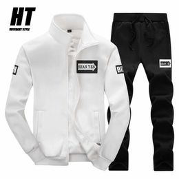 Brand Men's Tracksuit Sports Suits Men Fitness Jogging Gym Zipper Sportswear+Casual Pansts Spring Elasticity Men's Set Clothing 211006