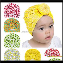 Cute Infant Baby Girls Knot Watermelon Strawberry Fruit Print Hat Headwear Children Toddler Kids Turban Donuts Jfp3X Hats O1Mik