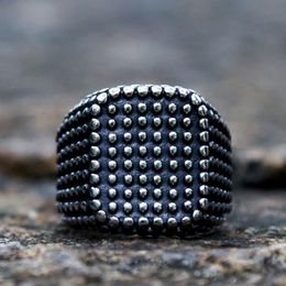 Cluster Rings Unique Bumps Square for Men and Women Vintage Stainless Steel Punk Biker Ring Heavy Metal Gothic Jewellery Whole281l
