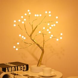 Night Lights LED Light Mini Christmas Twinkling Tree Copper Wire Garland Lamp For Holiday Home Kids Bedroom Decor Luminary Fairy