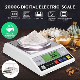 2000g/0.01g Electronic Digital Scale LCD Display Backlight LB Food Kitchen Weight Balance Gram Tray Precision High Accuracy 2kg 210401