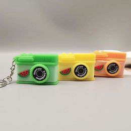 New Cute Camera Keychain Cartoon PVC Soft Rubber Fruits Keychains Women Girls Bag Car Backpack Pendant Keyring Gift
