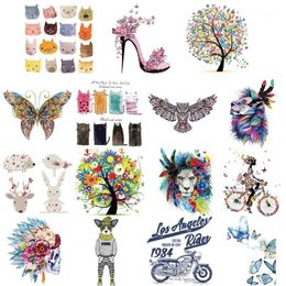 Gift Wrap Flower Butterfly Patch Iron On T-shirt Dress Heat Transfer Sticker DIY Applique QW