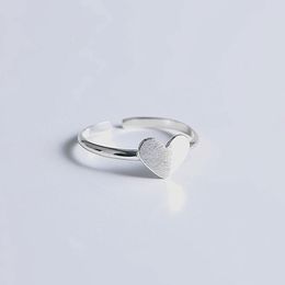 Genuine 925 Sterling Silver Love Heart Ring Women Minimalist Fashion Sweet Girl Student Jewelry Party Birthday Gift 210507