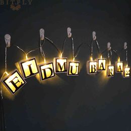 Eid Mubarak Decor LED Garland String Light Ramadan Decorations for Home Islamic Muslim Festival Party Gift Ornament LED Light 2M 210408