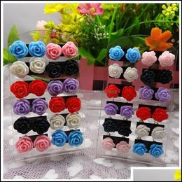 Stud Earrings Jewellery Wholesale Price Fashion Mticolor Resin Rose For Women Flower Tl1 Drop Delivery 2021 Isbyl