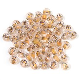 500pcs/lot Dia.7mm Gold Colour Acrylic Beads Letter Alphabet Spacer Charm Bead Fit For Bracelet Necklace DIY Jewellery Making