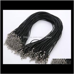 Wire Findings Drop Delivery 2021 Wholesale 2Mm Jewellery Components Lots Necklace Black Brown Real Leather Cord Lobster Clasp Fit Pendant 1Tqkq