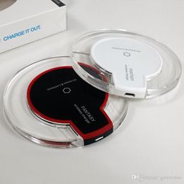 Crystal Qi Wireless Charger Fast Charging Pad Mini Ultra-Slim Cableless Chargers for iPhone 12 11 Pro Samsung S20 Huawei with Retail Package