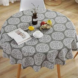 Round Tablecloth Cotton Linen Cloth Home Kitchen el Banquet Wedding Party Table Cover Decoration Background 211103