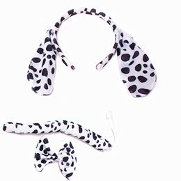 Kids Party Decoration Dalmatian Dog Ear Headband Bow Tie Tail Animal Cosplay Carnival Dance costume for Christmas