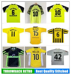 Camisa de futebol RETRO Borussia Lewandowski REUS METZELDER DEDE MOLLER AMOROSO ROSICKY BOBIC Camisa clássica de futebol adulto