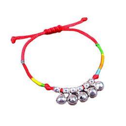 Couple Bracelet Rainbow 5 Bell Pendant Friendship Bracelets Jewellery Adjustable Braided Rope Bangle for Women Men