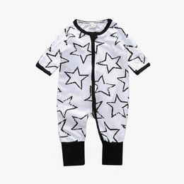 Star Zipper Newborn One-Piece Clothes Baby Girls Romper Boys Sleepwear Cotton Jumpsuit Infant Pajamas Overall Bebe Roupas Soft 210413