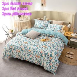 Bedding Sets Blue Flower Single Full Double King Duvet Cover Set Bed Sheet Cute Children Quilt Case Cartoon Bedclothes