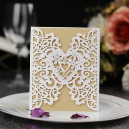 gold invitation card Australia - Greeting Cards 20pcs Elegant Engagement Wedding Invitation Card White Gold Hollow Laser Cut Invitations For Birthday Party