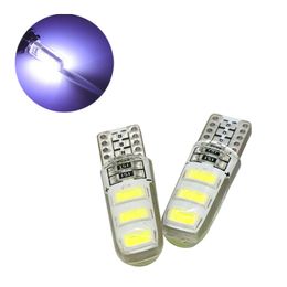 50Pcs/Lot White Silcone T10 W5W 5630 6SMD LED Car Bulbs For 194 168 2825 Clearance Lamps Interior Dome Door Reading Licence Plate Lights 12V