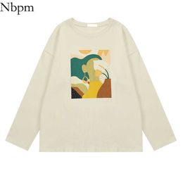 Nbpm Women's Clothing T-Shirt Female Cute Spring Summer Korean Fashion O-Neck Basic Print Long Sleeve Tees Sweet Top Woman 210529