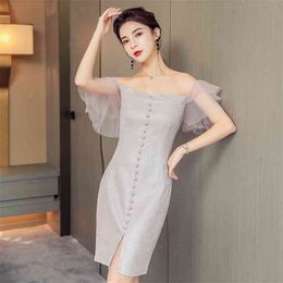 Sexy Dress for women Summer Sleeveless Square Lace hollow out Korea Sundress Ladies Vlub Bodycon Dresses 210602
