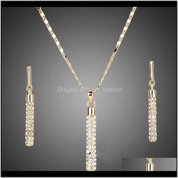 & Jewellery Jewelryearrings Fashionable Creative Cylindrical Rod With Diamond Earrings And Pendant Necklace Sets Drop Delivery 2021 Gemuz