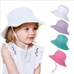 Summer Baby Hat Kids Quick Drying Beach Cap Girls Bucket Hats Travel Sun Hat Outdoor Neck Ear Cover 16 Designs DW5642