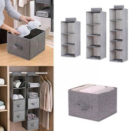 Storage Boxes & Bins Grey Wardrobe Hanging Bag Interlayer Drawer Organiser Type Closet Clothes Hangers Portable Ho J4N5