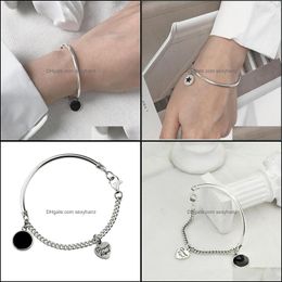 Charm Bracelets Jewelry 925 Sterling Sier Star Heart Bracelet &Bangle For Women Elegant Wedding Sl361 Drop Delivery 2021 Gf8Mm