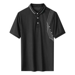 Varsanol Men's Polo Shirts Summer Striped Man Polo Shirt with Short Sleeve Polyester Slim Black Men Clothing Oversize Polos 4XL 210601