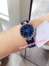 Famous Brand Full Blue Geometric Diamond Wristwatch Women Silver Stainless Steel quartz Watches Female Leather Clock
