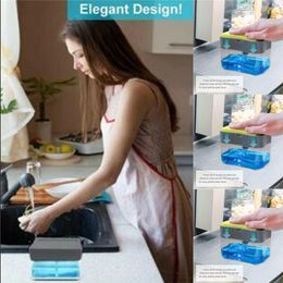 Storage Bottles & Jars Kitchen Soap Dishwashing Liquid Dispenser Pressed Bottle Double Layer Holder For Cleaning Dish And Sponge