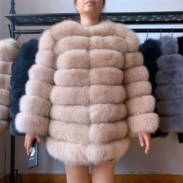 70CM winter clothe Fur Coat Natural Winter Genuine Women With Vest Girl Womens Vests 210928