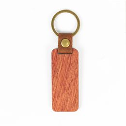 Personalise Gift Metal Leather Keychains Straps Carving Custom Olive Wood Key chain PU Leather Wooden Keychain