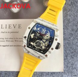 Top Luxury Watch 43mm Quartz Chronograph Skeleton Designer Wristwatch Iced Out Hip Hop Rubber Sport Men Women Famous classic Wristwatches gift Orologio di Lusso