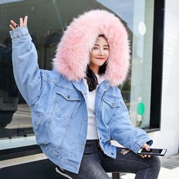 fur hooded denim jacket