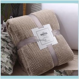 Textiles Home & Garden Blankets Pure Colour Pine Grid Sofa Blanket Flannel Coral Fleece Office Soft, Light, Mechanical, Washable Drop Deliver