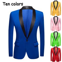 yellow Pink Blue Red Apple green Colourful Wedding Prom Groom Tuxedo Men's Suit Jacket Stage Singer Prom Slim Fit Blazers 220310