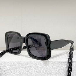 Black Square Frame Sunglasses 2407S Large Plate Square Design Men or Women Fashion Classic Designer Sunglassess Spring Travel Vacation UV400 Goggle Strap Chain