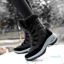 Winter Women Boots High Quality Keep Warm Mid-Calf Snow Lace-up Comfortable Ladies Chunky