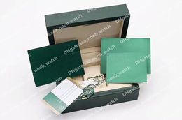 Top Quality Dark Green Watch Boxes Gift Woody Case For R Watchs Booklet Card Tags and Papers Swiss Watches Boxe