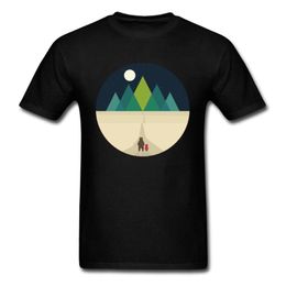 Мужские футболки длинное путешествие 2021 пользовательских дизайна футболки Геометрическая горная луна ночь мультфильм печать семьи верхние тройники