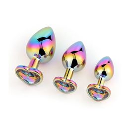 Anal Toys 3 Pcs/Set Metal Plug Sex For Women Adult Products BuPlug Colourful Steel Dildo