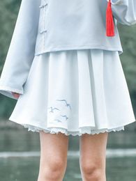 Skirts Japanese Tens Girls Fresh A-line Skirt Student High Waist Chiffon Lace Female Spring 2021 Sweet