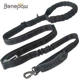 Benepaw 4-in-1 Multifunction Heavy Duty Dog Leash Car Seat Belt Reflective Shock Absorbing bungee Pet Leash Traffic Control 211006