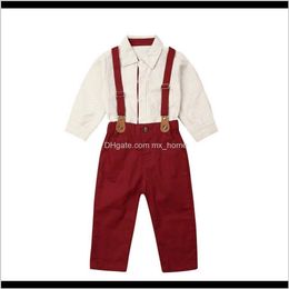 Sets Clothing Baby Kids Maternity Drop Delivery 2021 2Pcs Infant Baby Boys Clothes Tops Shirt Blouse Bib Pants Gentleman Outfit Set S9Qjx