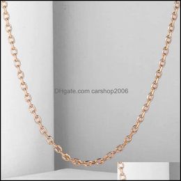 Necklaces & Pendants Jewelry2Mm Thin Women Girl 585 Rose Gold Color Rolo Link Chain Necklace Elegant Jewelry 20-24Inch Cn14 Chains Drop Deli