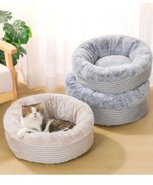 Cat Beds & Furniture Pet Bed For Soft Cushion Small Dogs Washable Puppy Mat Accessories Supplies Cats House Round Cute Products