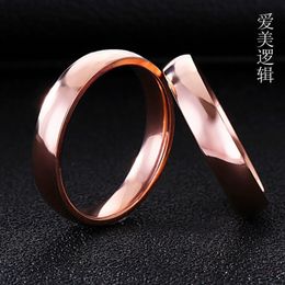 mirror engraved Canada - Simple Color Gold Rose Arc Face Ring Lady Plain Smooth Index Finger Mirror End Can Be Engraved 5A5L