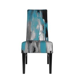 Chair Covers Elastic Soft Spandex Cover Washable Blue Gray Black And White Abstract Modern Dining Family El Party 46*56