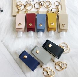 Party Supplies Hand Sanitizer Bottle Holder PU Leather Keychain Bags With 30ML Handsanitizer Bottles Cover Case Keyring SN4084